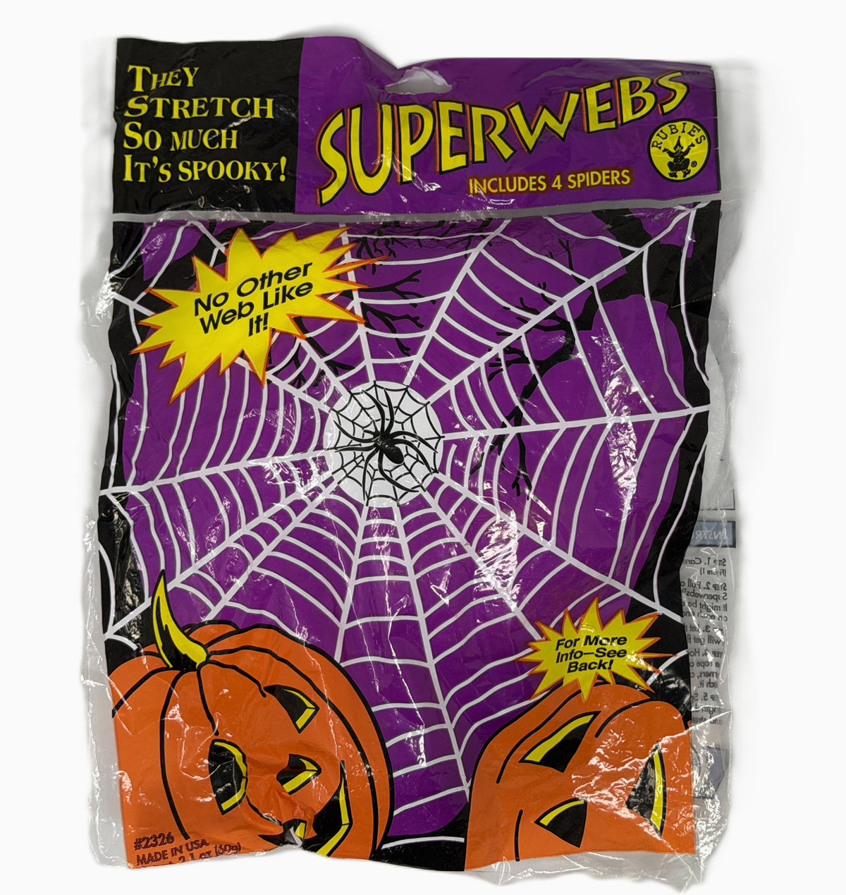Rubie's Superwebs Stretchable Spider Web with 4 Spiders - Halloween Decoration