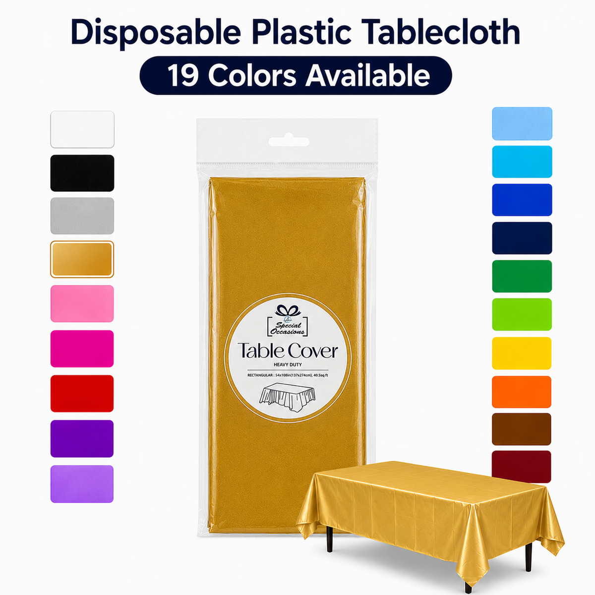 Angels Craft - Disposable Plastic Rectangle Tablecloth, 54 x 108 in: Royal Blue