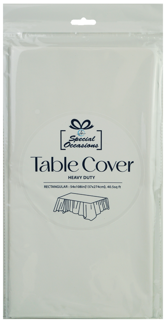 Angels Craft - Disposable Plastic Rectangle Tablecloth, 54 x 108 in: White