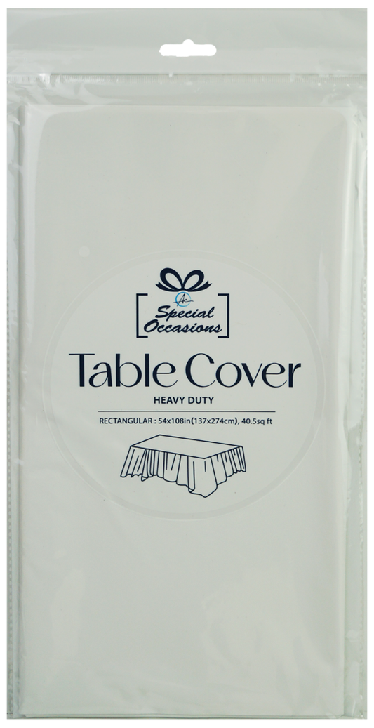 Angels Craft - Disposable Plastic Rectangle Tablecloth, 54 x 108 in: White