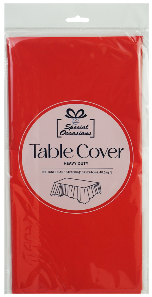 Angels Craft - Disposable Plastic Rectangle Tablecloth, 54 x 108 in: Red
