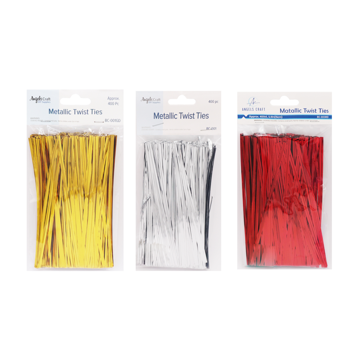 Angels Craft - Metallic Twist Ties (400-Count Pack): Silver
