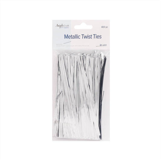 Angels Craft - Metallic Twist Ties (400-Count Pack): Silver