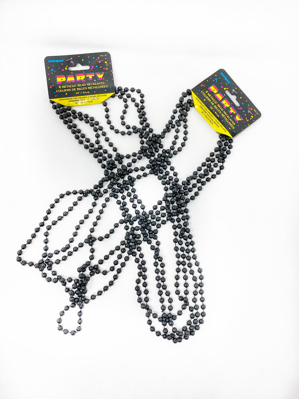 Metallic Bead Necklaces 4ct Black